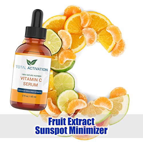 Vitamin C Serum With Aloe Vera & Vitamin E, Anti-Oxidant, Anti Wrinkle, Anti Aging, Skin Nourishment Day And Night Boost Collagen Production Fine Lines Soothing Hydration 2Oz #TOP1