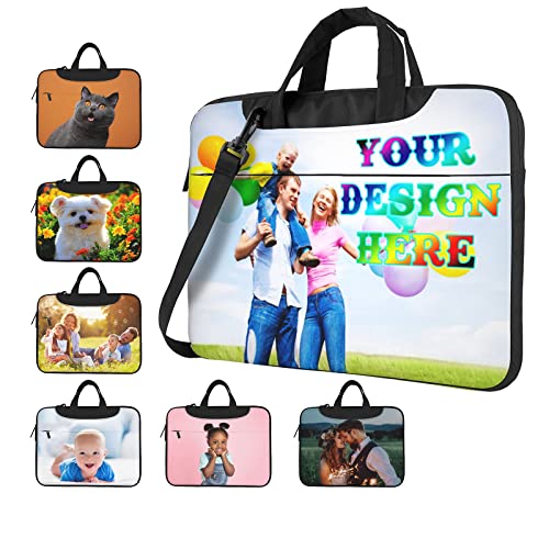 Personalized Custom Laptop Bag with Photo Text Logo, Customized Computer Notebook Protective Bag Briefcase Sleeve Case