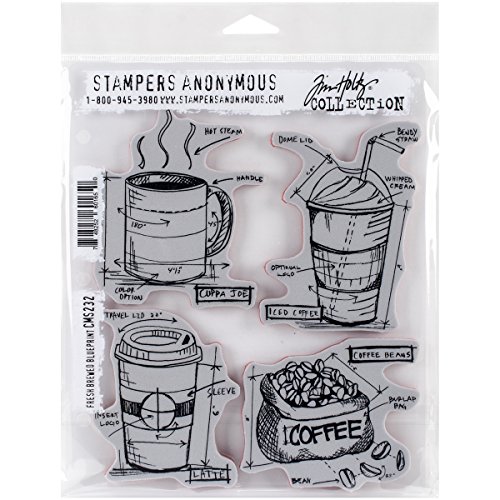 Stampers Anonymous Tim Holtz Cling Rubber Fresh Brewed Blueprint Stamp Set, 7 x 8.5 Stampers Anonymous Tim Holtz Cling Rubber Fresh Brewed Blueprint Stamp Set, 7 x 8.5