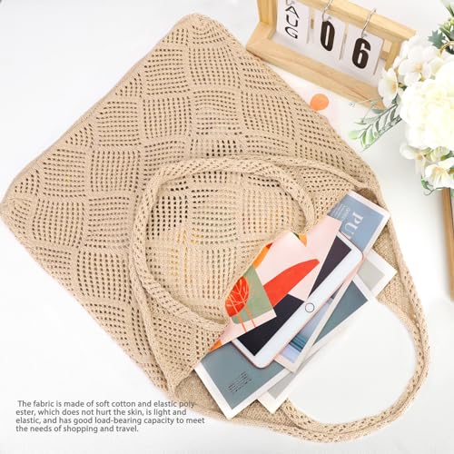 Image of hatisan Crochet Bag for Women, Handmade Knit Beach Tote Bag Summer