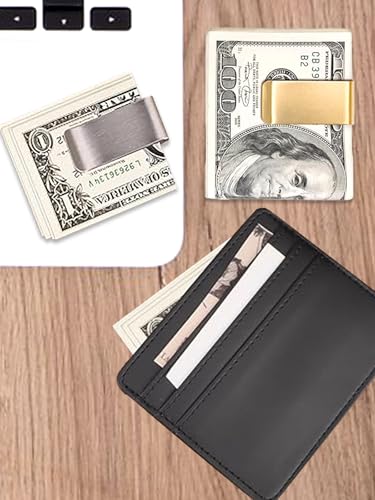 2 Pcs Small Slim Money Clips, Stainless Steel Business Credit Card Holder, Pocket Cash Clip for Men2
