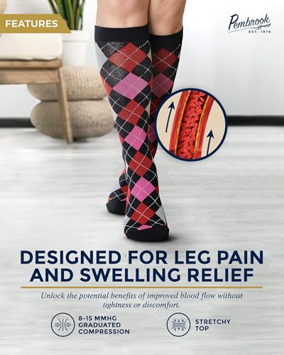 Pembrook Light Compression Socks for Women - 6 Pairs | 8-15 mmHg Cotton Compression Socks Women | Circulation Support3