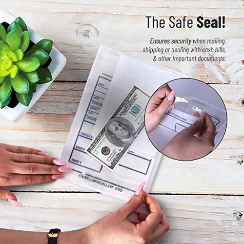 Bank Deposit Bags - Pack Of 500 | Extra Strength Tamper -Evident, Deposit Bags- Self Adhesive Seal Clear Plastic Poly Transmittal Bags, Bank Deposit Envelopes #TOP5