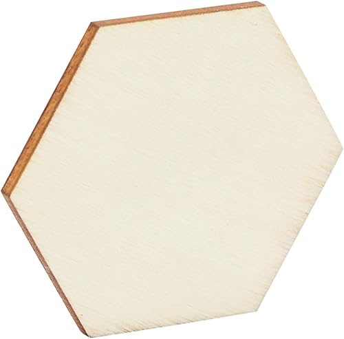 Miniatura 9 de Bright Creations Paquete de 100 piezas hexagonales de madera sin terminar para manualidades, recortes de rebanadas de madera de 0.098 in (2 x 2