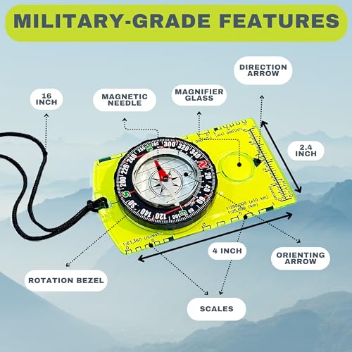 Generic Pack Of 2 Orienteering Compass Hiking-Compasses Boy Scout Kids- Magnetic Gear Set Navigation Map- Brujulas Orientacion-Backpacking Camping Hunting Survival. thumb #4