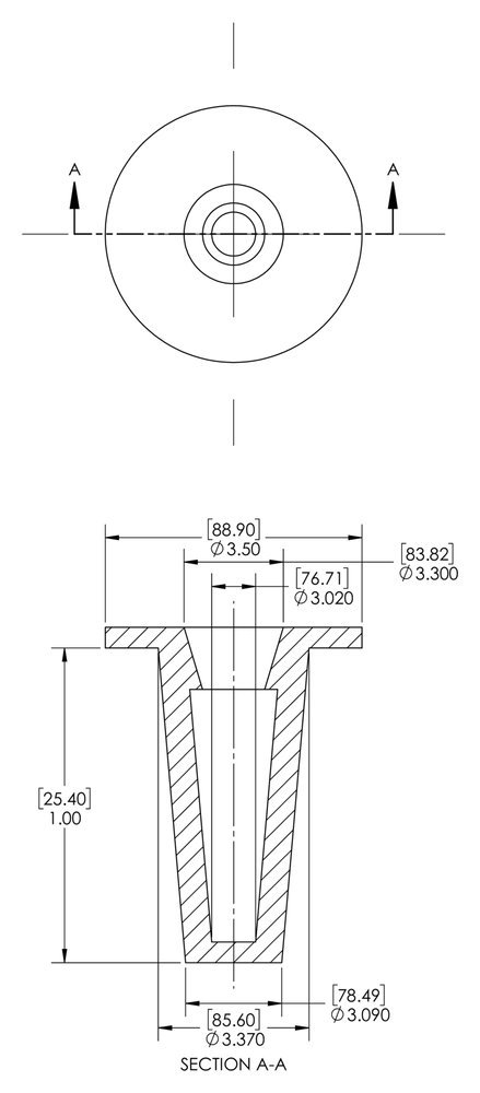 Caplugs 99394334 Plastic Tapered Cap and Plug. T-57A, PE-LD, Cap OD 3.02