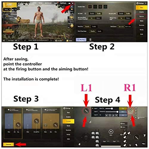 Déclencheur bouton de commande PUBG Mobile manette de jeu L1R1 joystick Android iOS - 7