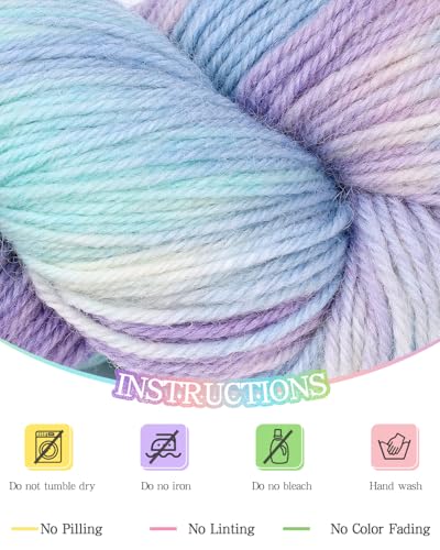 Image of Katech Wool Yarn for Crocheting, Cashmere Yarn Hand Dyed Yarns Orange Pink