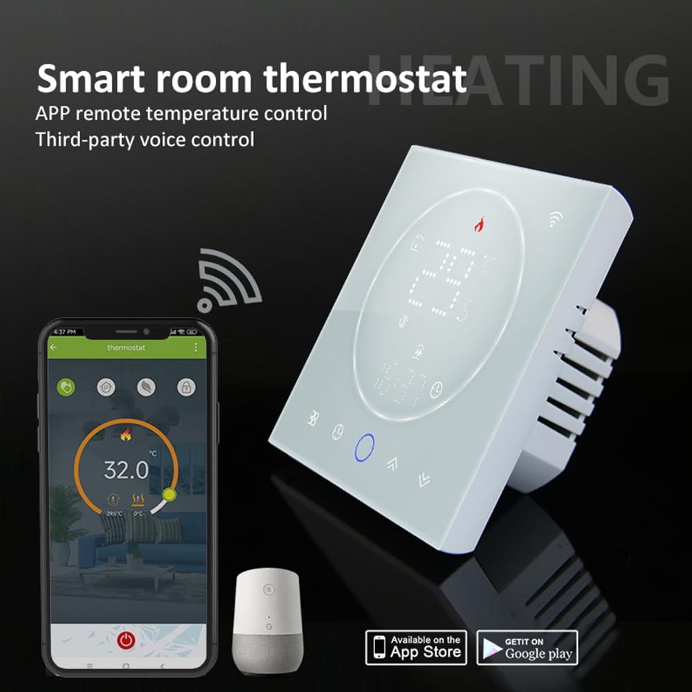 Termostato Termostato WiFi inteligente Control de voz 3A Pantalla LED programable digital Controlador de temperatura de calefacción por suelo radiante Termostato de pared inteligente digital par