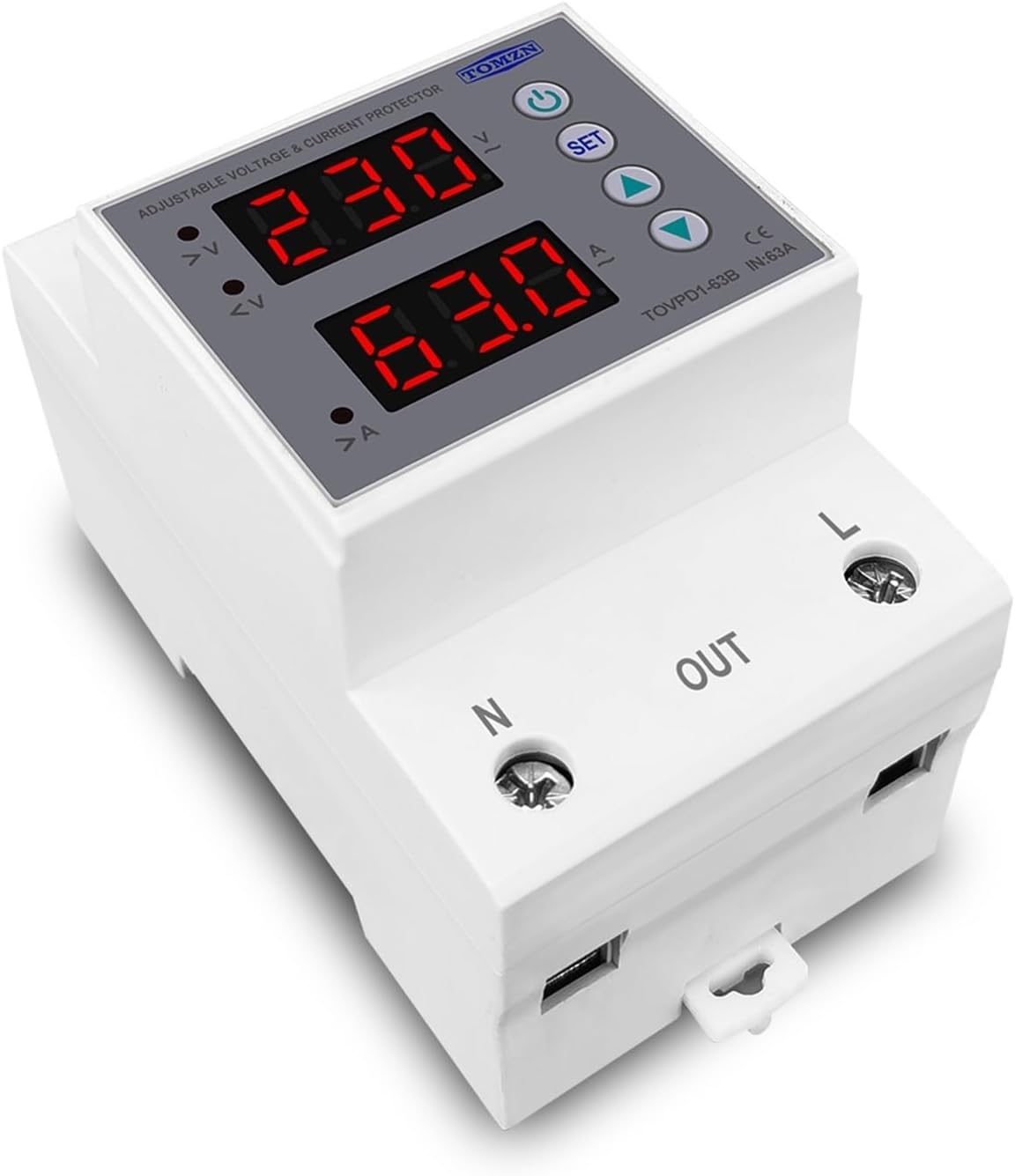 1PC TOVPD1-63B 63A Din Rail 230V Adjustable Over Under Voltage Protective Device Protector Relay Monitor Current Limit 3P 54m