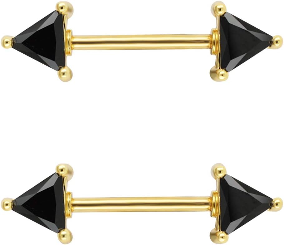 Excepro Nipplerings Barbell 316L Surgical SS Black CZ Nipple barbell Shiny Nipple Piercing Fairyland