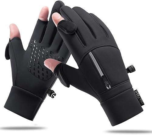 Guantes de invierno cálidos para pantalla táctil, resistentes al viento y al frío, para hombres y mujeres, adecuados para ciclismo, pesca y correr,