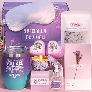 Lavender Pamper Gifts for Women Birthday, Relaxation Care Package for Her Self Care Gifts Box Pamper Hampers Kit for Women, Mum Spa Gifts Sets Get Well Soon Gifts Xmas Gifts Ideas for Women, Friends