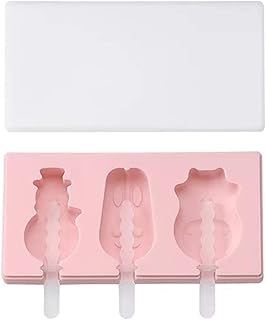アイスキューブモールド スティックが付いているシリコーンのアイスキャムカビjelly puddingチョコレート型アイスクリームメーカーアイスキューブ型のキャンディーバーツール (Color : Pink Snowman)