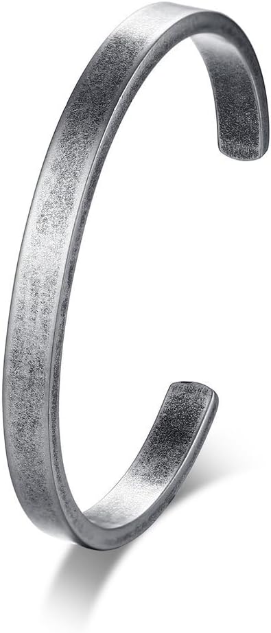 MEALGUET Stainless Steel Mens Cuff Bracelet : Minimal Cool Silver/Black/Gold Plated Open Metal Cuff Bangle Bracelets for Men,Mens Bracelet Jewelry Gift