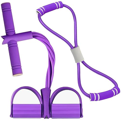 2PCS Corde de Tension Multifonctionnelle avec Figure 8 Bande de Résistance et Elastique 4 Tubes Élastique Fitness Sit-ups, Bande de Resistance Musculation pour Domicile Gymnase Bureau