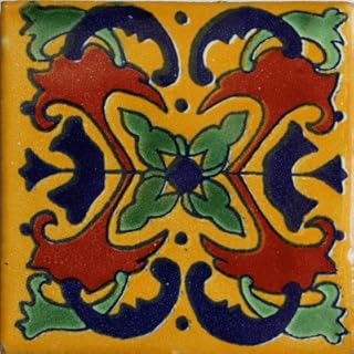 6x6 4 pcs Yellow Butterfly Talavera Mexican Tile