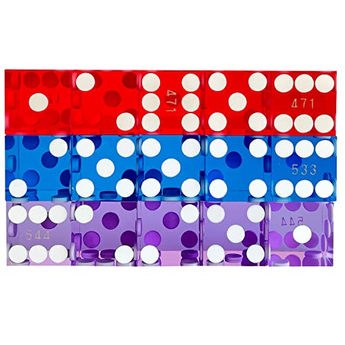 Yuanhe Grade AAA 19mm Serialized Casino Dice Set (15) with Razor Edges