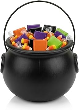 PMU 6inch Halloween CauldronSmall Witch Plastic Cauldron Bowl Black, for Halloween Decor