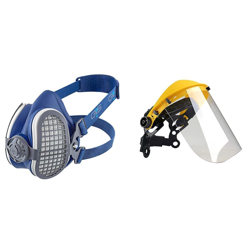 GVS Masque Elipse SPR501 avec filtres P3, M/L & OREGON - Visière de Protection Ajustable en Polycarbonate, Protection du Front et du Visage