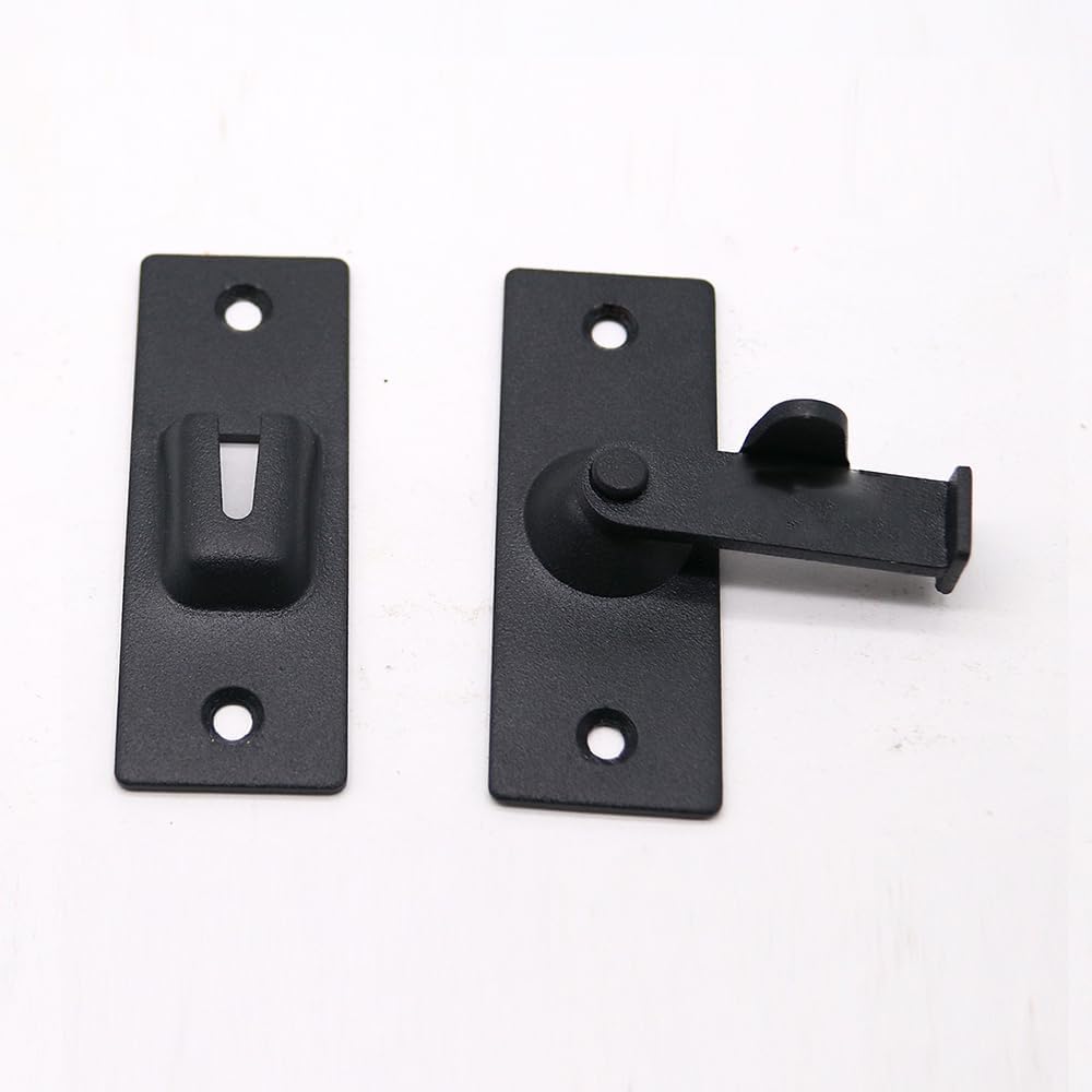 Large 90 Degree Right Angle Door Lock，304 Stainless Steel Sliding Door Latch，Barn Door Lock flip Door Lock Curved Door Buckle (Black)