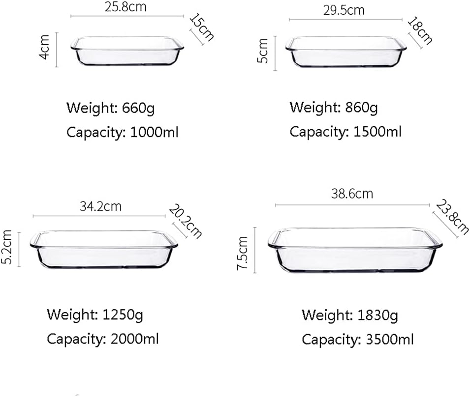 Baking Dish Clear Glass Baking Dish Oven Safe Casserole Baking Dishes, Cooking Oblong Casserole Dish Rectangular Baking Pan Glass Bakeware,1 Piece Bakeware (Size : 2L) ()