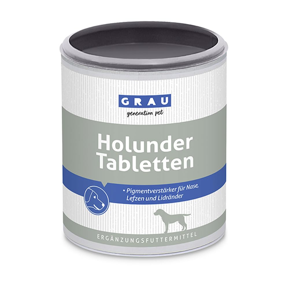 GRAU - das Original - Holunder Tabletten, für die Pigmentierung unbehaarter Haut, 1er Pack (1 x 500 Stück), Ergänzungsfuttermittel für Hunde