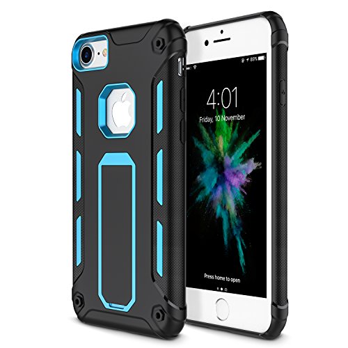 iPhone 8 Case, iPhone 7 Case, Vabogu [Heavy Duty] Soft TPU & Hard PC Rugged Dual Layer Case with Kickstand for iPhone 8 (2017) & iPhone 7 (2016) (Blue) (Blue)