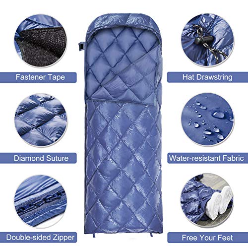 Ecoopro Down Sleeping Bag, 32 Degree F 800 Fill Power Cold Weather - Ultralight Compact Portable Waterproof Camping Sleeping Bag With Compression Sack For Adults, Teen, Kids #TOP2