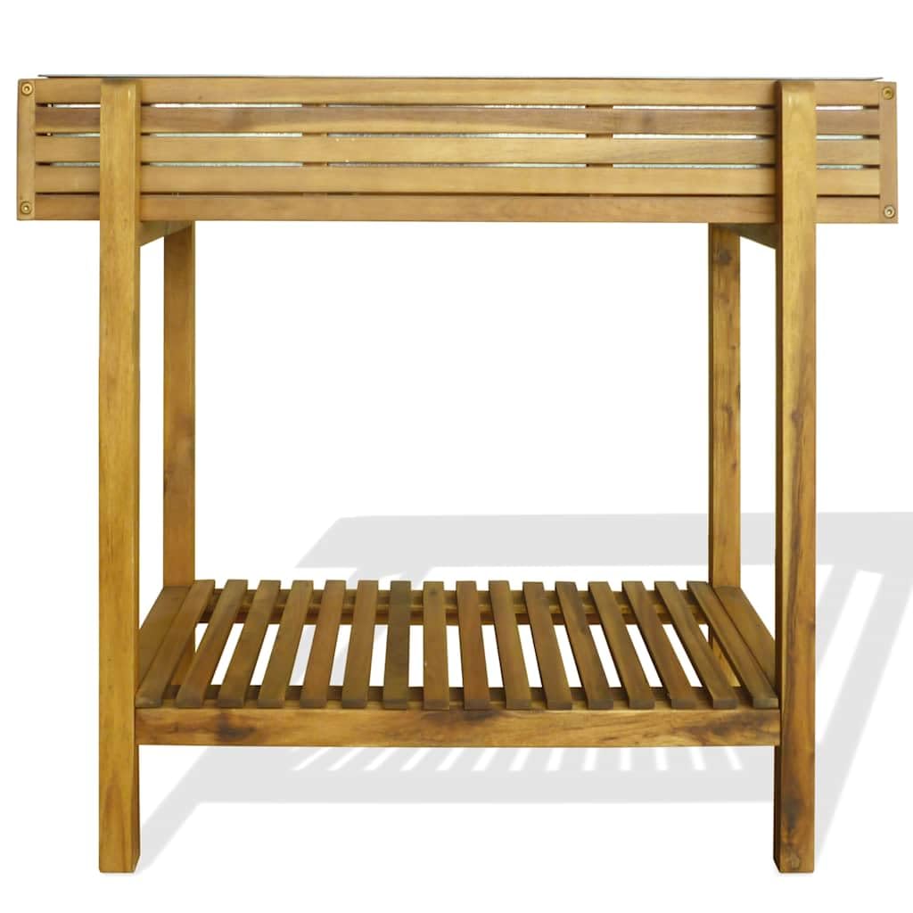Jardín elevado elevado de madera maciza de acacia con capa de zinc y diseño rústico para exteriores, incluye estante inferior