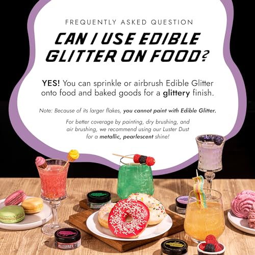 Image of MONEGASQUE Lavender Edible Glitter for Drinks & Cakes, Drink Glitter, 10g | Shimmer Powder, for Cupcakes, Champagne & Macarons, Cocktail Garnish, Vegan, Gluten-Free, for Bakers & Mixologists