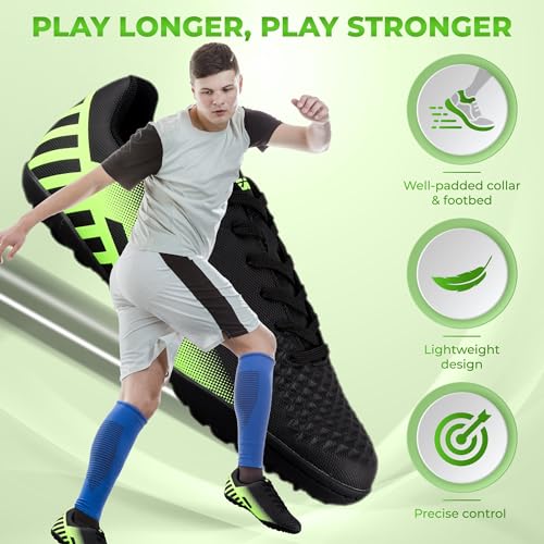 Vizari Santos Turf Soccer Shoes for Boys and Girls| Athletic Turf Shoes with Durable Two Color Synthetic Upper | Youth Football Turf Shoes with Molded Rubber Oursole | Superior Traction on Turf Ground4