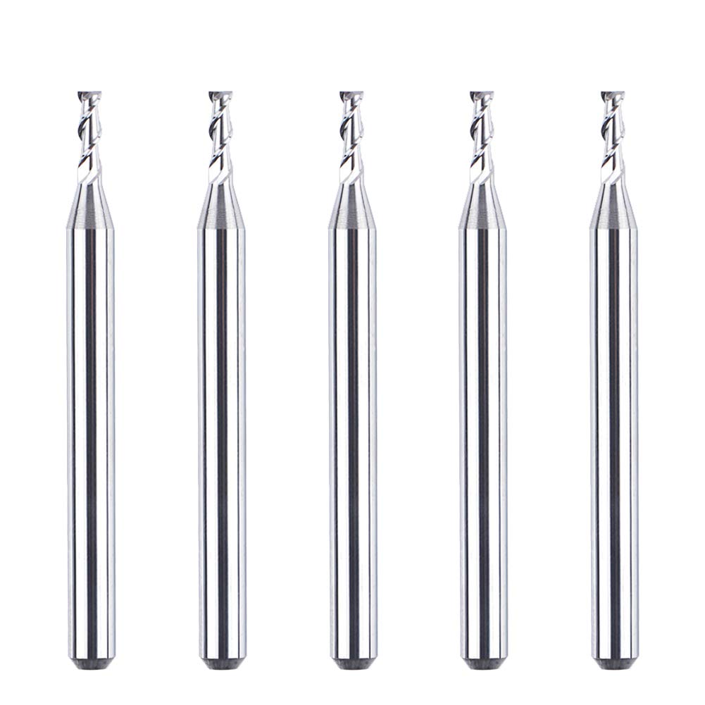 Carbide End Mill Flat Top 2-Flute Aluminum Cutter 1/16" Cutting Dia Up Cut Spiral CNC Machine, 5Pcs/Lot