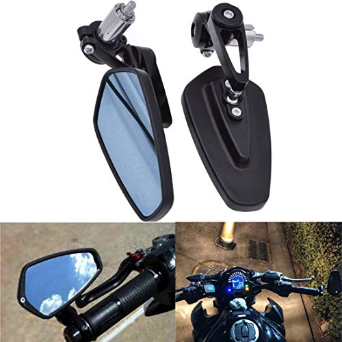 ViZe 7/8'' 22mm Retrovisores Moto Manillar Espejo Laterales Trasera Universal Motivo Negro-azul