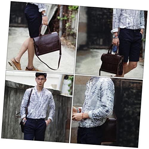 DOITOOL 1pc Pu Leather Briefcase Fashion Business Shoulder Bag for Men Versatile Crossbody Handbag for Travel for Laptops Files and2