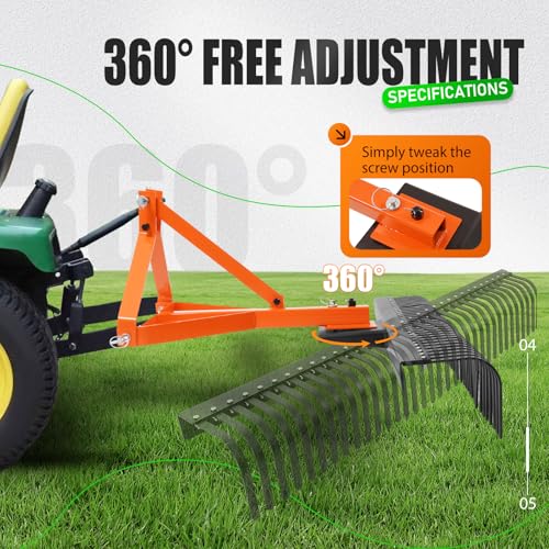 Image of KUAFU 60 in Landscape Rake Compatible with Category-1 Tractor 3 Point