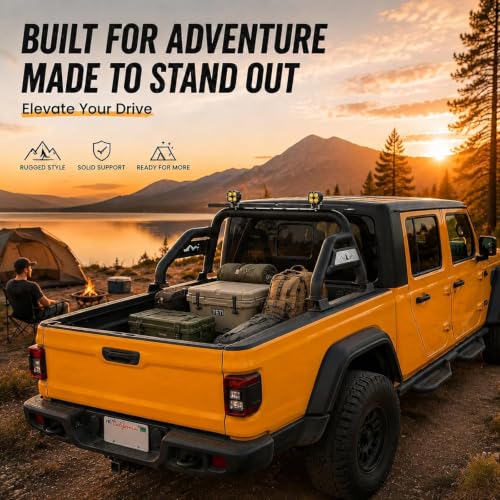 Image of MONOKING Full Size Roll Bar for Truck with Dual Pod Light, Chase Rack Sport Bar for 2007-2026 F-150 F-250 F-350 F-450 Raptor Ranger Dodge Dakota Colorado Silverado Sierra Frontier Tundra Tacoma
