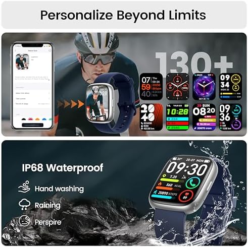 Bild 6 - Smartwatch Herren Damen, 1.83" Smart Watch mit Bluetooth Anrufen/Alexa, 100+Sportmodi Fitnessuhr mit Herzfrequenz/Schlafmonitor/Schrittzähler, IP68 Wasserdicht Fitness Tracker Sportuhr für Android iOS