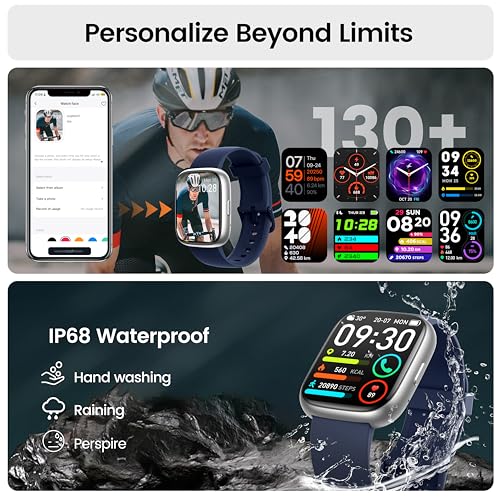 Smart Watch with Alexa Built-in, 1.83" HD Fitness Watch with Bluetooth Calling, New Smartwatch with Heart Rate/Sleep Monitor, 110+ Sports Modes, IP68 Waterproof Activity Tracker for Android iOS, Blue - Image 6