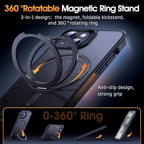Supdeal Magnetic Kickstand for iPhone 15 Case, Compatible with MagSafe 360° Rotatable Ring Stand Holder, Non-slip Hard Matte Translucent Cover Military-Grade Shockproof Phone Case, 6.1 Supdeal Magnetic Kickstand for iPhone 15 Case, Compatible with MagSafe 360° Rotatable Ring Stand Holder, Non-slip Hard Matte Translucent Cover Military-Grade Shockproof Phone Case, 6.1