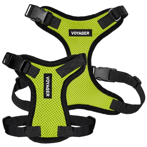 Image of Voyager Step-in Pet Harness - All Weather Mesh, Adjustable Step in Harness for Cats and Dogs by Best Pet Supplies - Lime Green /Black Trim, L