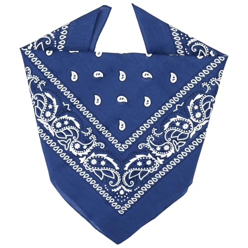 ZENO Bandana Azul Real – 100% Algodón & Fibra Natural – Pañuelo Cabeza Hombre y Mujer Sin Poliéster – Suave, Resistente & Lavable – Bandana Hombre y Mujer – Unisex & Niños