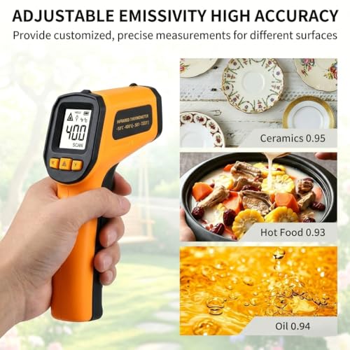 Image of Infrared Thermometer Gun,Non Contact Digital Surface Thermometer with Laser Pointer, Backlit LCD,-58F to 986F for Cooking,HVAC, Automotive-GM530