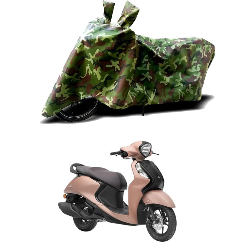 Image of 100% Water Resistant Bike Scooty Two Wheeler Body Cover Compatible for Yamaha Fascino 125 SPL Disc /UV-Rays /Heat Protection /Birds Dropping /Scratchproof /Dust Proof /Waterproof /All [Green MJ]