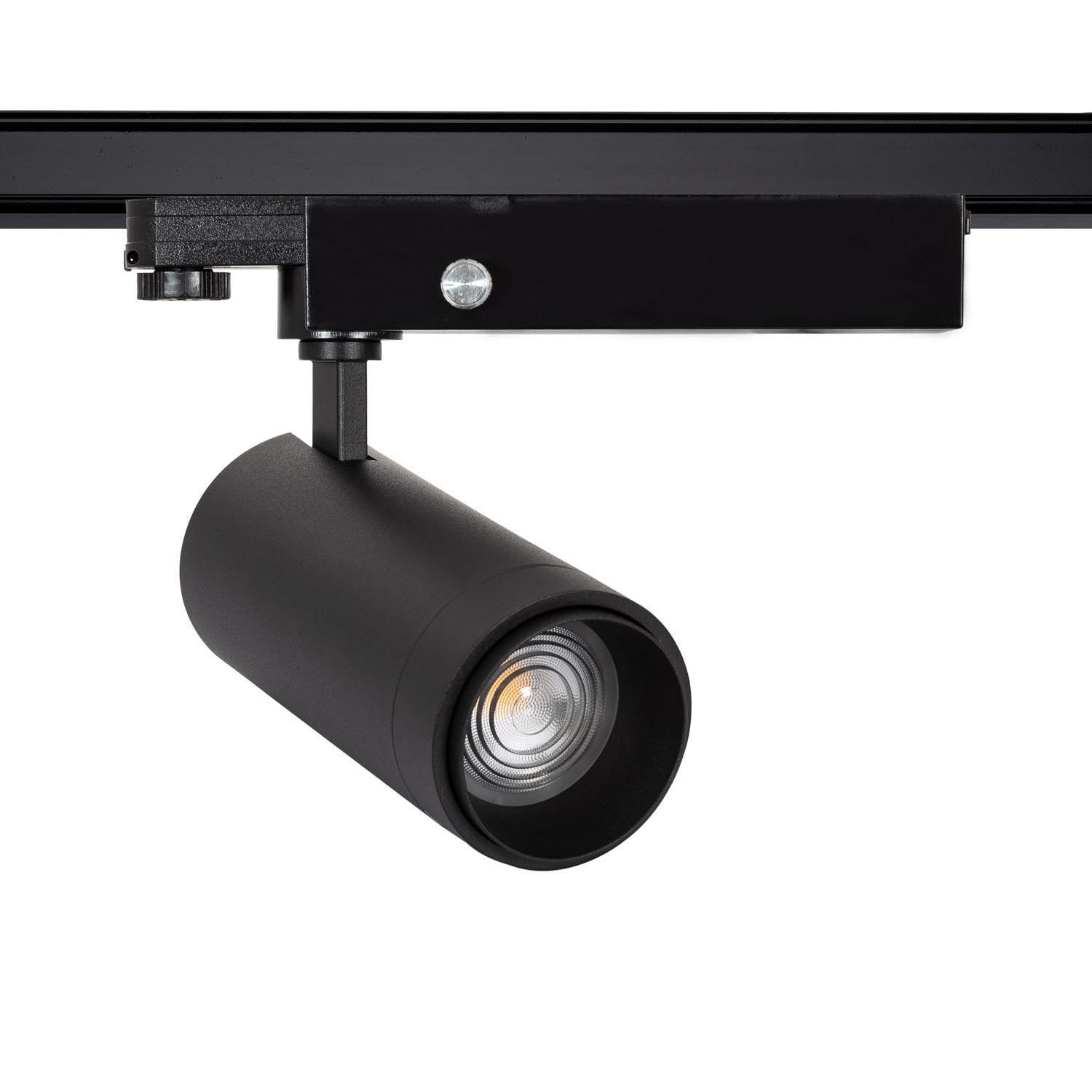 LEDKIA LIGHTING Faretto LED Binario Trifase 30W Regolabile Wolf Multiangolo 15-60º Nero 3000K Bianco Caldo
