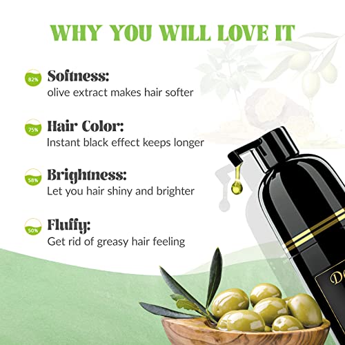 Yourtone Dexe Black Hair Shampoo For Gray Hair, Semi-Permanent Hair Color Shampoo For Women And Men, Simple To Use And Lasts 30 Days-Fast Acting, Herbal Ingredients And Ammonia Free (14 Fl Oz) #TOP4