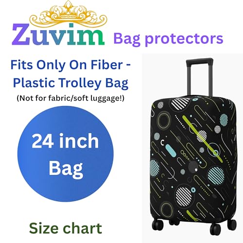 Image of Luggage Cover Trolley Covers for Suitcase Washable Dust Proof Anti-Scratch Protector Polyester Printed Stretchable Fabric (Fits Fiber /Plastic Trolley Bags Only) (Black, 24 Inch)