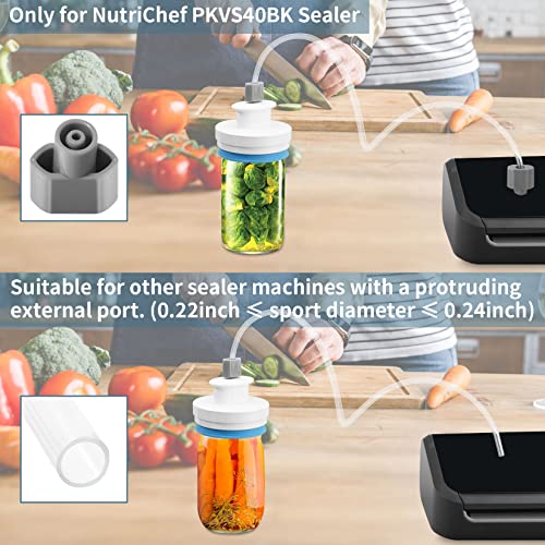 Jar Sealer Kits For Foodsaver Vacuum Sealer - Upgrade Canning Sealer Set With Hoses For Mason Jars With Regular And Wide Mouth, Additional Connectors Compatible With All Foodsaver Sealers (White) #TOP4