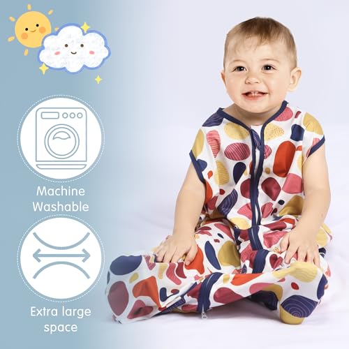 Image of BSTOPPT 3 Pack Baby Sleep Sack 100% Rayon Cotton Baby Sleeping Bag 2-Way Zipper Toddler Wearable Blankets TOG 0.3. (Leopard&Cobble&Green, 6-12 Months)