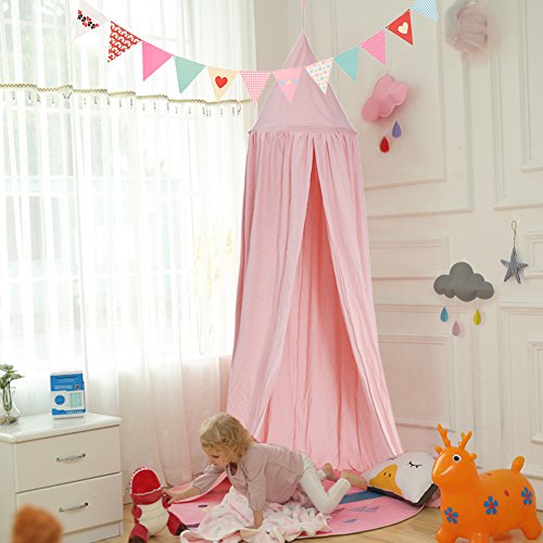 Yosoo Princess Dome, tenda gioco per la camera dei bimbi, zanzariera per interni ed esterni, facile da appendere; altezza 2,4 m, con decorazione acchiappasogni